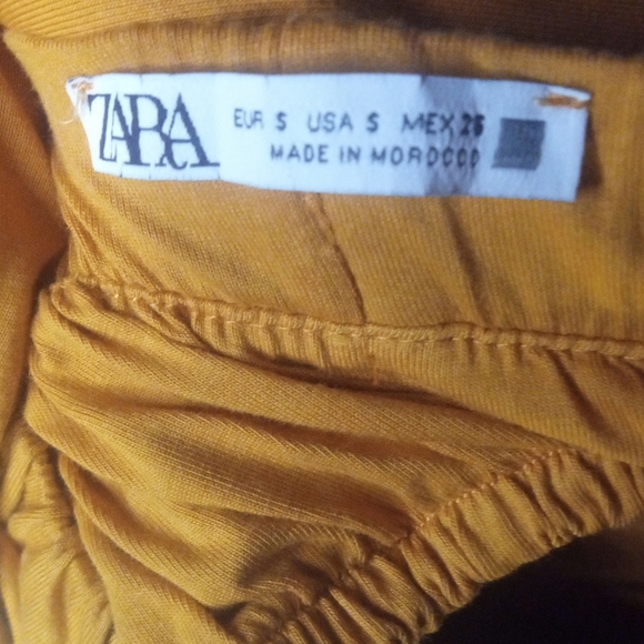 Zara Goldenrod Yellow Strapless Tie Waist Maxi Dress Size Small Beachy Comfy - Picture 6 of 7